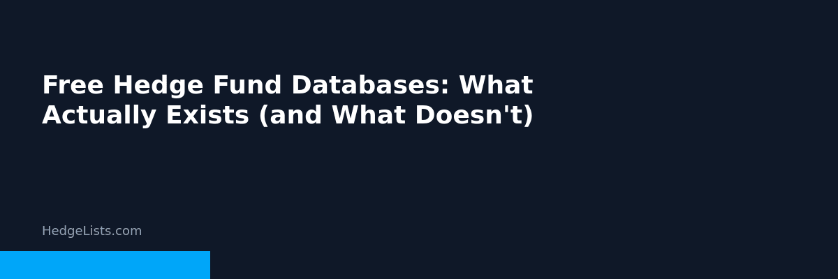Free hedge fund databases what exists and what doesn't